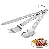 Juego De Cubiertos Para Almuerzo En El Trabajo, 3 Tenedores de Acero Inoxidable Portátil y Reutilizable, Set De Cubiertos Para Camping, Para Camping Dormitorio RV Trabajo Universidad Picnic Hogar Escu