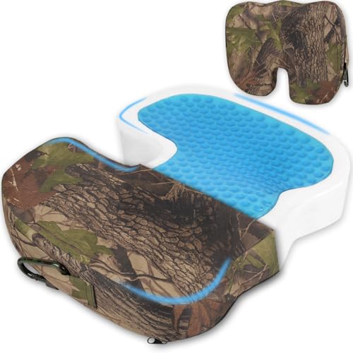 Gel Hunting Seat Cushion - Tree Stand Chairs Seats Pad Cushions Accessories Treestand Blind Ground Camo Sitting Pads Adult Portable Pads for Outdoor Sports Fishing Camping Travel 17.3213.393.15