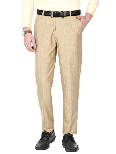 Image of Mc Henry Mens' Regular Fit Poly Blended Checkered Formal Trousers