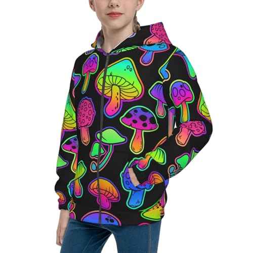Bright Mushrooms Kid Hoodies Boys Zip Up Sweatshirts Girls Pullover with Pocket
