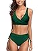 UMIPUBO Femmes Maillot de Bain 2 Pièces Taille Haute, Sexy Push Up Bikini Set Croiser Le Dos Maillot de Bain de Couleur Unie (Vert,S)