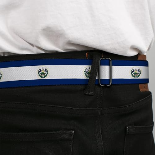 Cinturón de bandera de El Salvador con hebilla de seguridad para hombre y mujer ajustable 4