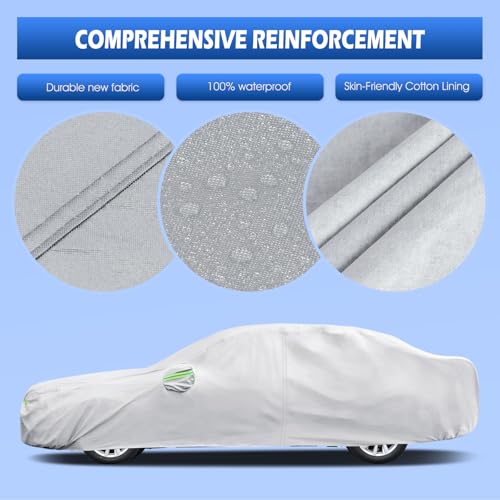 Image of Car Cover Custom Fit for Toyota Corolla 2000-2026, Honda Civic 1991-2026, Migaven Waterproof Full Exterior Cover Sun Rain Protection with Door Zipper and Cotton Lining