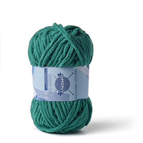 Image of Chunky Chenille Yarn for Crocheting, Baby Yarn for Crocheting Soft Blankets, Bulky Yarns for Crochet Amigurumi, 100g (74.3yds) Fluffy Velvet Yarns for Hand Knitting (Dark Green)