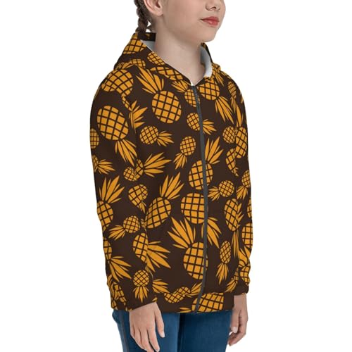 Colorful Pineapple Kid Hoodies Boys Zip Up Sweatshirts Girls Pullover with Pocket4