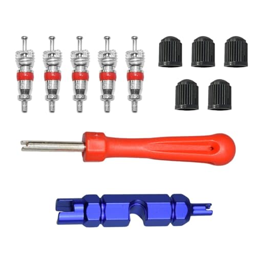 BDEPSTR Llave de Válvula,12 Piezas Bicycle Valve Repair Kit, Extractor de Válvulas, Adaptador Valvula Bicicleta, para Bicicletas, Automóviles, Motocicletas, Herramientas de Reparación de Camiones