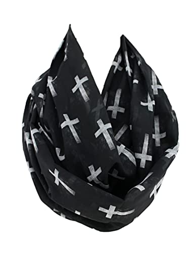 Etwoa's Cross Print Infinity Scarf Circle Scarf