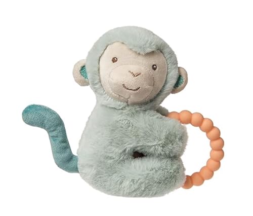 Image of Mary Meyer Soft Baby Rattle with Teether Ring, 6-Inches, Little But Fierce Monkey