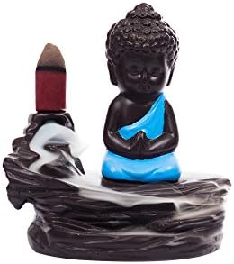 eCraftIndia Buddha Smoke Backflow Incense Holder (7.01 cm x 7.01 cm x 11.98 cm, Black and Blue)