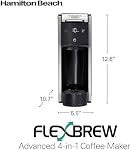 Cafetière Hamilton Beach FlexBrew Advanced 4-en-1, machine à café à portion unique chaude et glacée, compatible avec les dosettes K-Cup et le café moulu, réservoir amovible de 45 oz, Noir (49925) | Machine à café chaude et glacée | Réservoir amovible de 45 oz | Utilise des dosettes et du café moulu | F