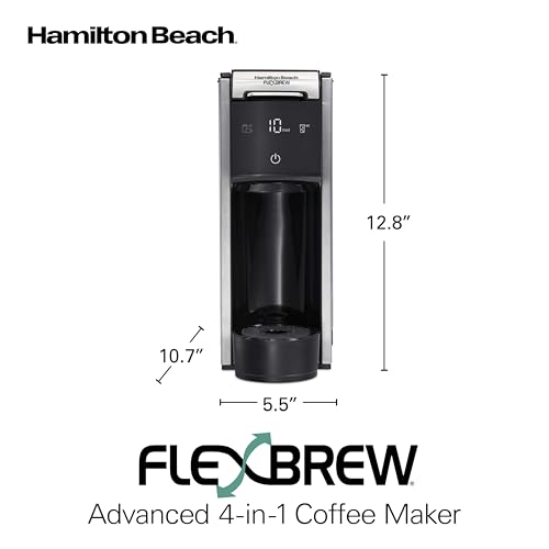 Image of Hamilton Beach FlexBrew Advanced 4-in-1 Single Serve Coffee Maker | Hot & Iced Coffee Maker | Removable 45 oz. Reservoir | Uses Pod Packs & Grounds | Fast Brewing | Black