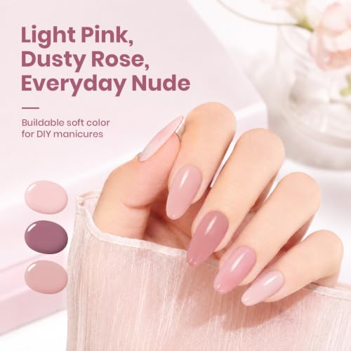 Image of Beetles Nude Pink Gel Polish Set 6 Colors Fall Gel Nail Polish Set | Nude Light Baby Pink Colors, DIY Salon Home Manicure Long Lasting Soak Off UV LED Nail Lamp Cozy Palette