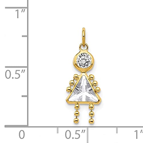 14K Yellow Gold April Girl Birthstone Charm Necklace Pendant Kid Fine Jewelry For Women Gifts For Her #TOP2