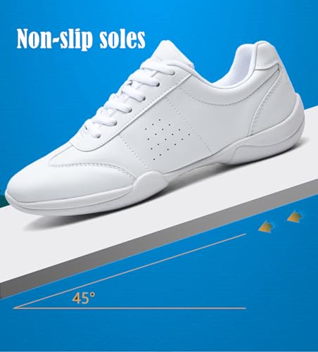 DADAWEN Adult & Youth White Cheerleading Shoe Athletic Sport Dance Shoes Training Competition Tennis Sneakers Cheer Shoes4