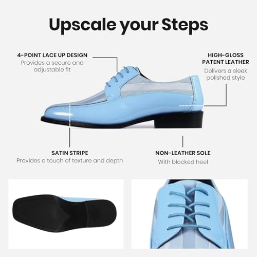 Image of Viotti 179, Casual Dress Oxford Shoes for Men, Satin Striped Lace-Ups, Men's Business Casual Leather & Satin Shoe, for All Formal Occasions