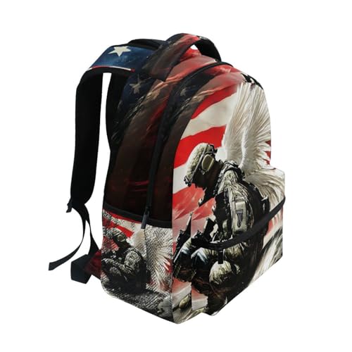 Soldier America Wing Backpack Daypack Shoulder Bag Book Bag Lightweight Back Pack 12 ×16.9 Inch2