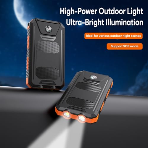Image of Outdoor 10000mAh Solar Power Bank with Fast Charging and Dual LED Flashlight