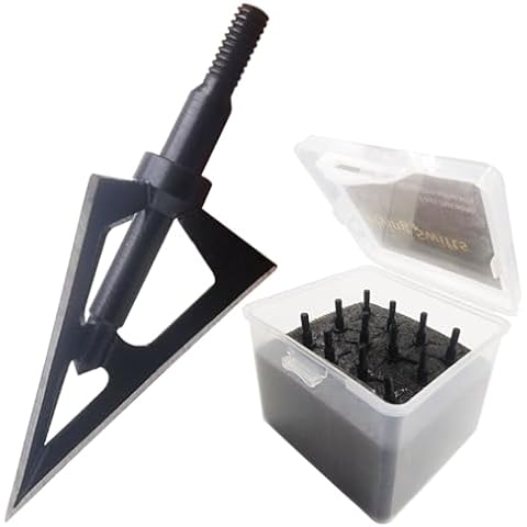 Flying Swifts Hunting Broadheads 3 Blades Archery Broadheads 100or125 Grain 12PK Screw-in Arrow Heads Arrow Tips Compatible with Traditional Bows and Compound Bow Archery Hunting (Black-3) Cover