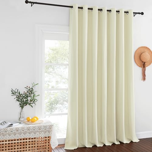 NICETOWN Sliding Door Curtains 108 inches Long for Bedroom, Blackout Patio Door Thermal Curtains Privacy Room Divider Window Treatment for Bedroom/Living Room (1 Panel, Beige, W100 x L108)