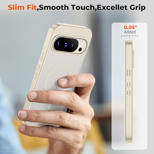Image of SUPFINE Magnetic for Google Pixel 10 Pro XL Case with Screen Protector, (Built-in Magnets) ((Military Grade Drop Protection) Slim Translucent Shockproof Phone Case,Stone