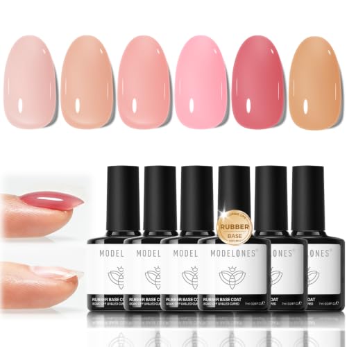 Image of modelones Jelly Pink Rubber Base Gel Polish Set 6 Color Builder Nail Gel