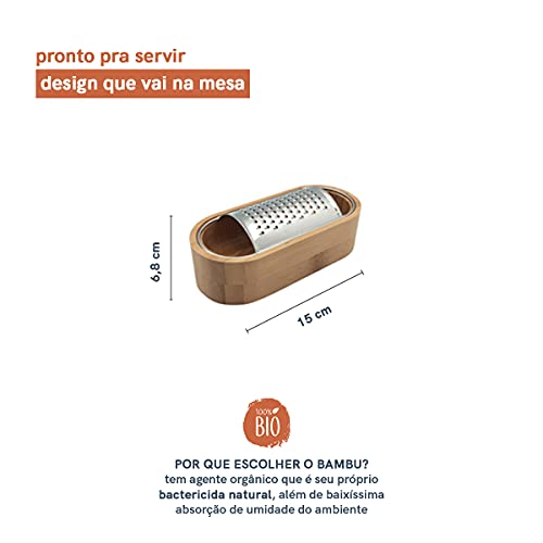 Ralador de Aço Inox com Recipiente de Bambu - Oikos