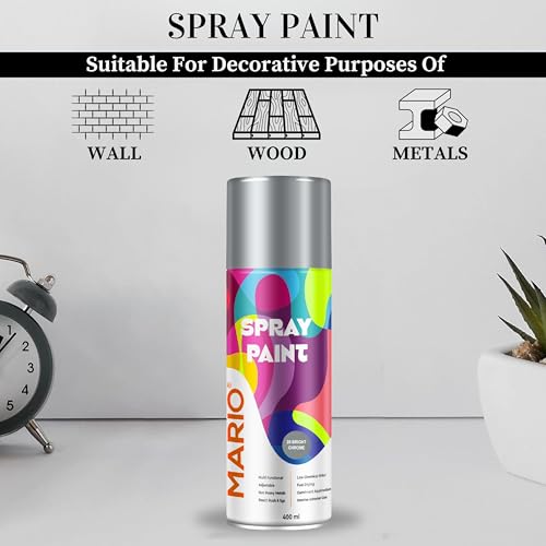 Image of Mario Spray Paint - 20 Bright Chrome (400ml) | Chrome Finish Spray Paint for Car, Bike, Automotive Parts, DIY & Art | Mirror Effect Metallic Paint