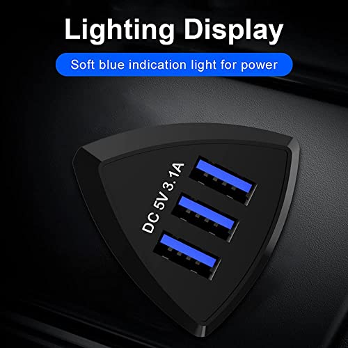 Image of Dyazo USB 2.4 Amp Car Charger Adapter 3 Port Compatible for Cellular Phones, iPhone X /Xr /Xs /Max /8 /7 /Plus, Vivo, Oppo, Galaxy, HTC and All Other Mobile Phones with Free 3 in 1 Cable, Black