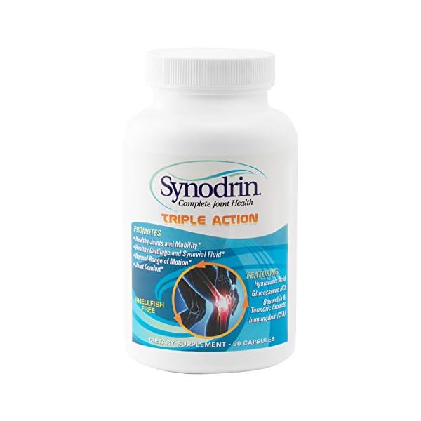 SYNODRIN Triple Action Complete Joint Health Support Supplement with Omega-5, Glucosamine, Turmeric, Boswellia, Hyaluronic Acid & Black Pepper Extract - 90 Capsules
