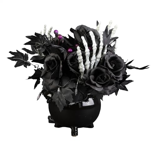 Image of National Tree Company, 19inch Artificial Bad to The Bone Halloween Centerpiece, 30 Purple LED Lights