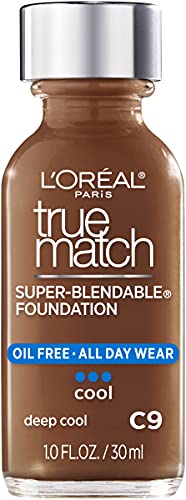 L'Oreal Paris Makeup True Match Super-Blendable Liquid Foundation, Deep Cool C9, 1 Fl Oz, 1 Count