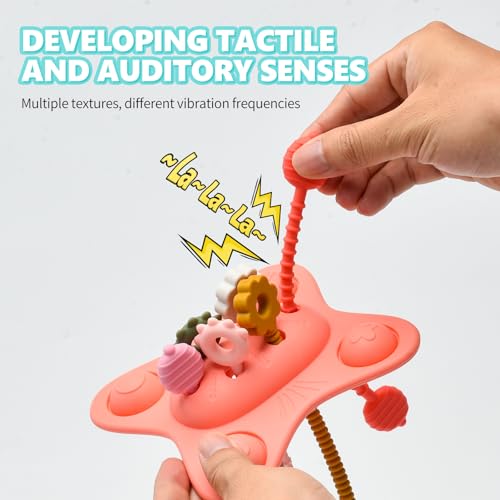 Silicone Montessori Sensory Toys for 18 Months Baby, Drawstring Activity Toy, Early Learning Fine Motor Skills Toys, Car Seat Airplane Travel Teething Toys (Pink) by SILI FACTORY - Used condition - Image 4
