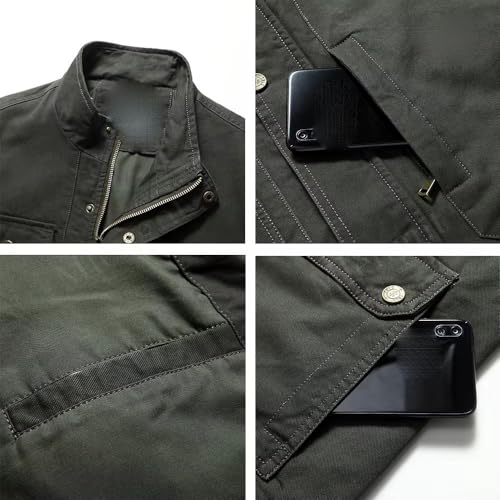 Chaleco de algodón para hombre multi-bolsillos clásico sin mangas casual 5