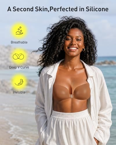 Image of Niidor Sticky Bra Adhesive Strapless Ultra Invisible Push up Silicone Bra Multiple Colors Sizes Reusable for Backless Dress