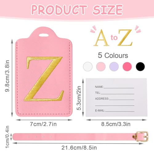 Image of Personalized Initial Letter Luggage Tags for Suitcases,Suitcase Identifier Baggage Tag,Cute Travel Luggage Tags,Best Gift Wedding Birthday for Couples Honeymoon Friend Family Vacation(Pink Z)