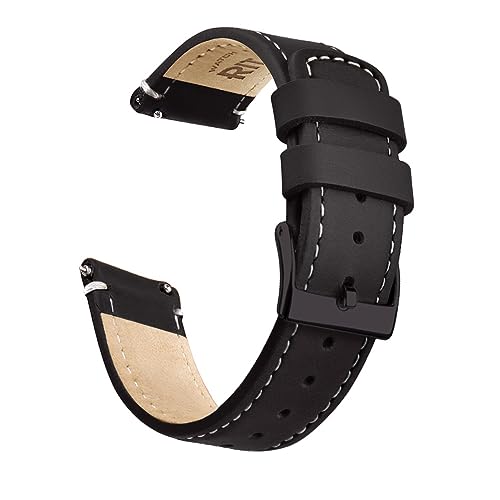 Ritche 21mm Quick Release Leather Watch Bands Black Genuine Leather Watch Straps for Men