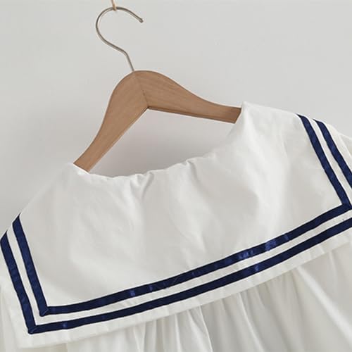 Women's JK Uniform Shirt Sailor Collar Necktie Loose Blouse Tops4