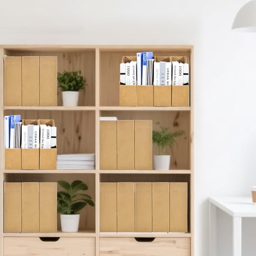 Marte Vanci Stehsammler A4, 3 Stück Zeitschriftensammler Karton Schreibtisch Ordner Organizer Faltbares Aufbewahrungsregal mit Beschriftungsetikett für Büro Zuhause Schule Papierkram Buch Organisation