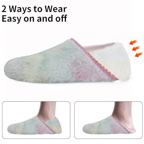 Image of WateLves Womens & Mens Lightweight Cozy Faux Furry House Slippers - Rubber Sole Slip On Sock Shoes - Foldable Travel Slippers - Indoor & Outdoor