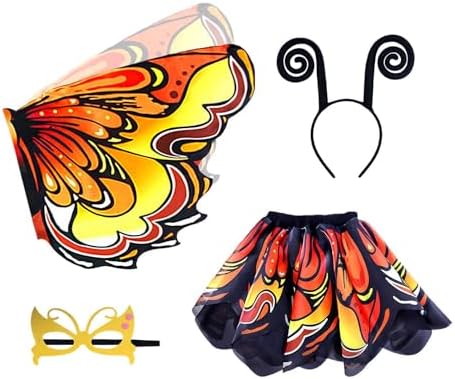 Feeënkostuum Vleugels - Flexibel Met Gezichtsmasker | Tutu Kostuum voor Meisjes | Geschikt voor leeftijd 3 tot 12 jaar, toneel, feesten, Halloween, maskerade en fotografie