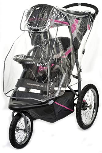 Image of Masirs Baby Stroller Rain Cover, Weatherproof Shield to Safeguard Your Child from Wind & Rain, Universal Size, Mesh Material for Ventilation & Reflective Trimming for Night Visibility, (Clear Vinyl)