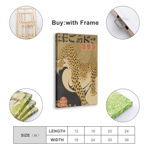 Toile léopard japonais rétro au format compact 20x30 cm pour décoration épurée