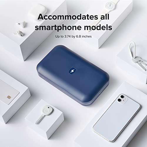 Image of PhoneSoap Go Battery Powered UV Cell Phone Sanitizer & Universal Phone Charger Box | Patented & Clinically Proven 360-Degree UV Box for Smartphones | Disinfects & Charges On The Go (Indigo)
