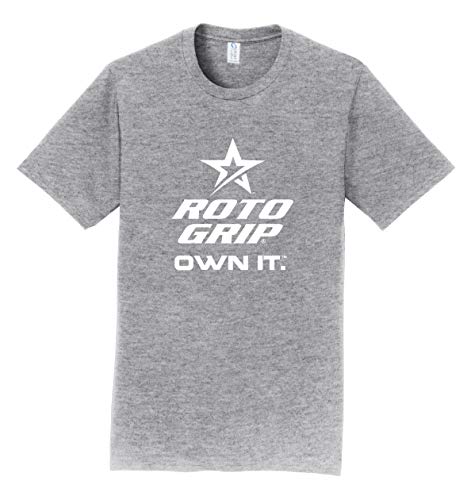 Logo Infusion Athletic Heather T-Shirt 90% Cotton - Roto Grip Bowling - White Roto Grip Logo - Design 00AU (L)