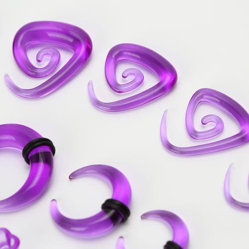 Marsrut 84Pcs Ear Stretching Kit, Acrylic Lightweight Heart Tunnels, Horseshoes Tapers, Spiral Ear Plugs Septum Pincher For Starter Expanders, Body Piercing Jewelry Earring Gauges Gauging Set For Women thumb #7