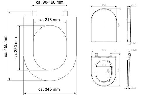 SchÜTte Sedile Wc Duroplast Forma D, Sedile Wc Con Abbassamento Automatico E Chiusura Rapida Per Una Facile Pulizia, Carico Massimo Sugli Occhialini 175 Kg, Bianco 82910 - 6