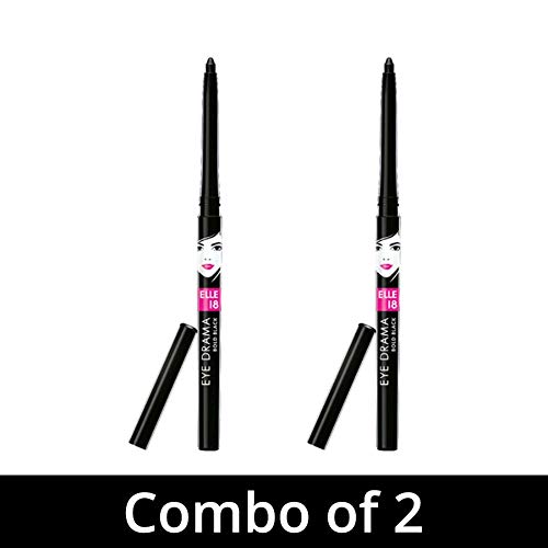 Elle 18 Kajal Pencil Love Combo - Black (Pack Of 2) Matte Finish - Image 2