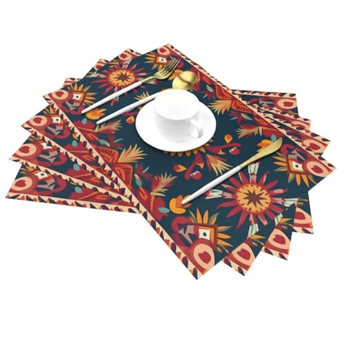 Sets de table tissés art folklorique mexicain de qualité - 4
