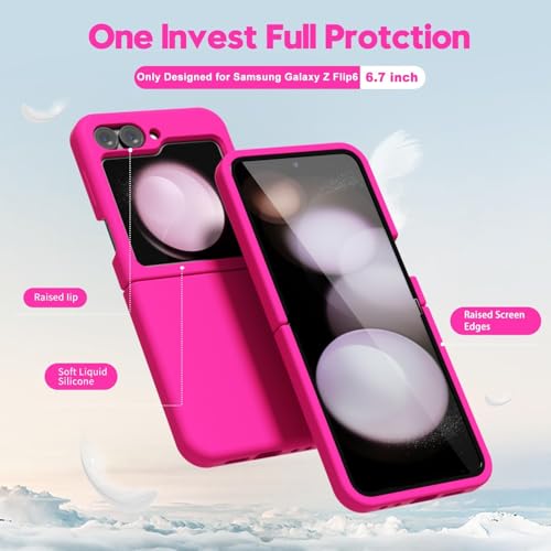 Image of MIDOS Back Cover Compatible with Samsung Z Flip 6 Case Liquid Silicone Full Protection Shock Proof Back Cover for Samsung Galaxy Z Flip 6 (Hot Pink)