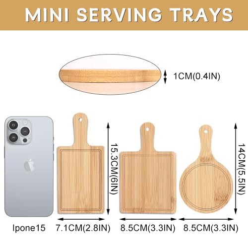 Set de 6 mini tablas de cortar de bambú miniatura 2